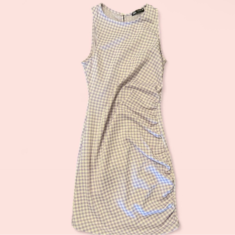ZARA Purple and white gingham dress